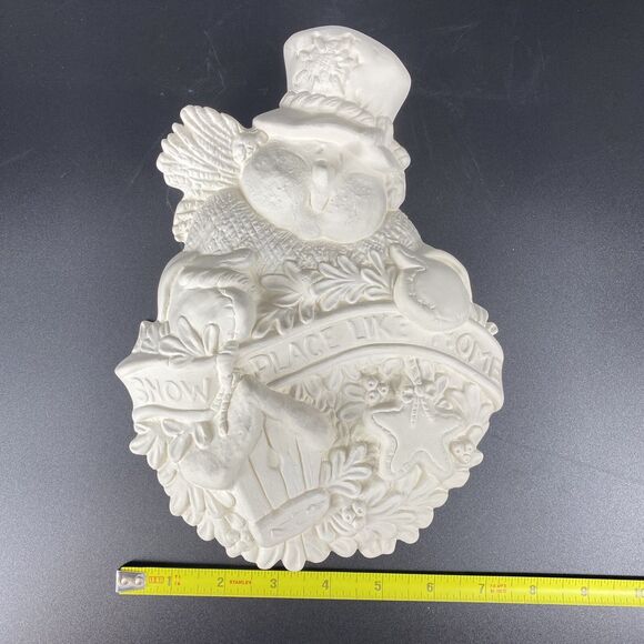 Ready to Paint Ceramic Snowman with Scene 10” SNOW PLACE LIKE HOME Christmas - Picture 10 of 10